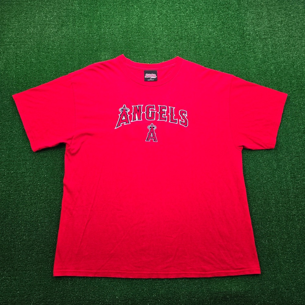 Los Angeles Angels Tshirt Mens XL Red Stitches MLB Baseball Sports Logo Casual